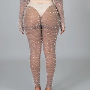 Brand new pearled mesh leggings